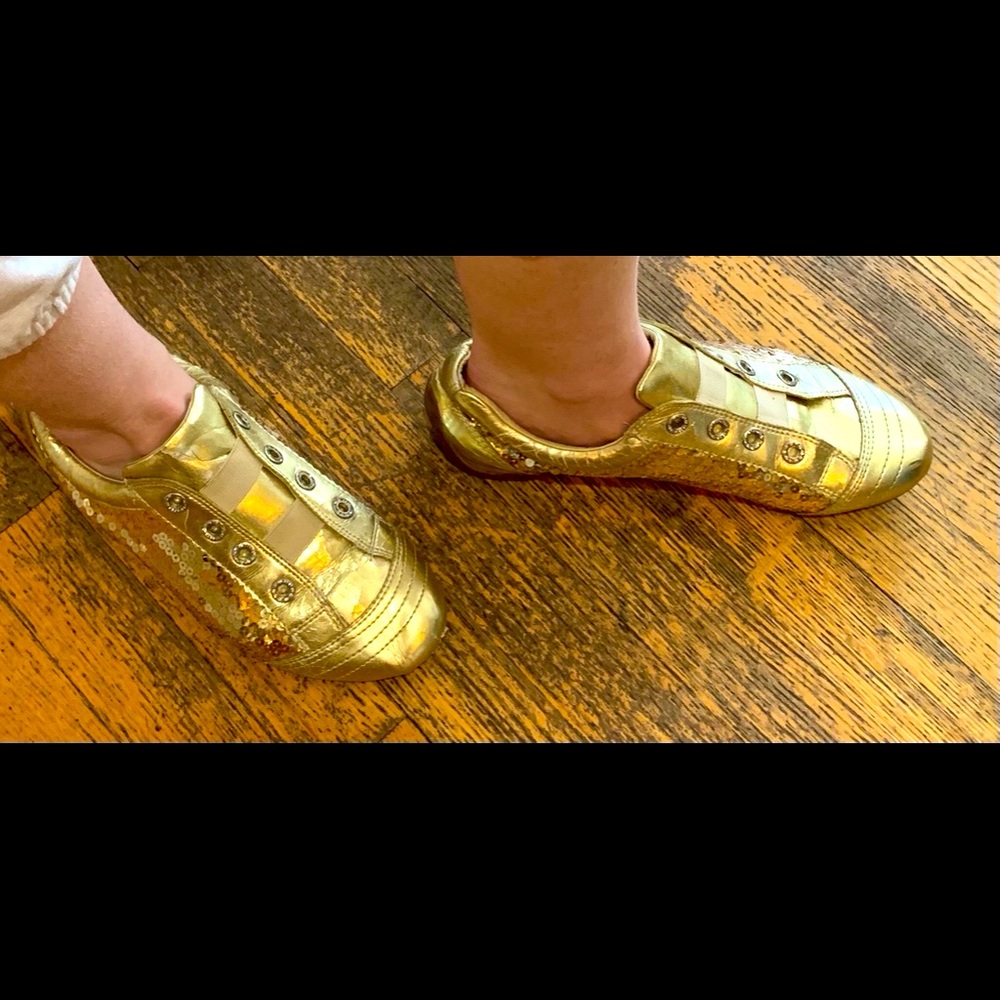 Gold Baker’s slip ons